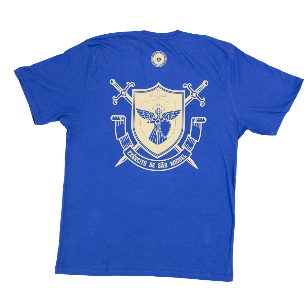 Camiseta de São Miguel Arcanjo Azul com oração - Adulto