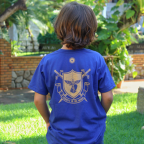 Camiseta de São Miguel Arcanjo Azul com oração - Infantil